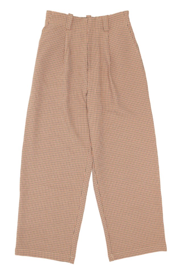 BOWIE WIDE-FIT HOUNDSTOOTH TROUSERS IN MANDARIN