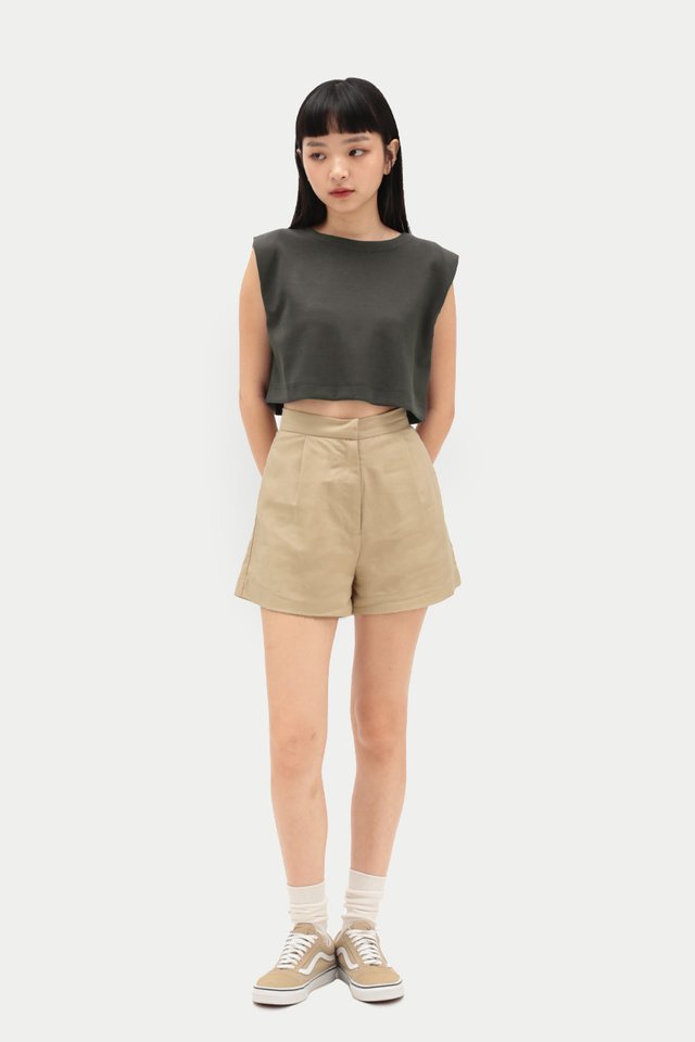 CAMILA LINEN A-LINE SHORTS IN SAND