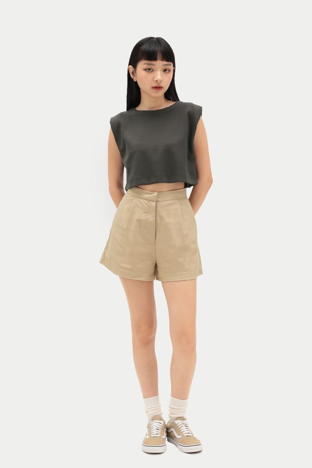CAMILA LINEN A-LINE SHORTS IN SAND