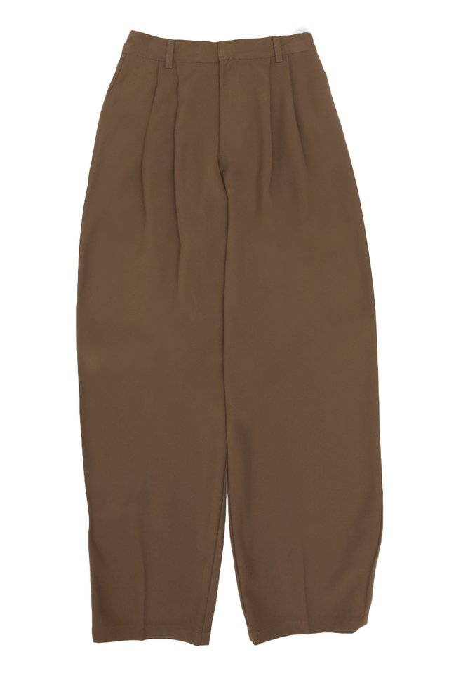 ARCADE X HIRO Y. WIDE-FIT TAPERED TROUSERS IN TAUPE