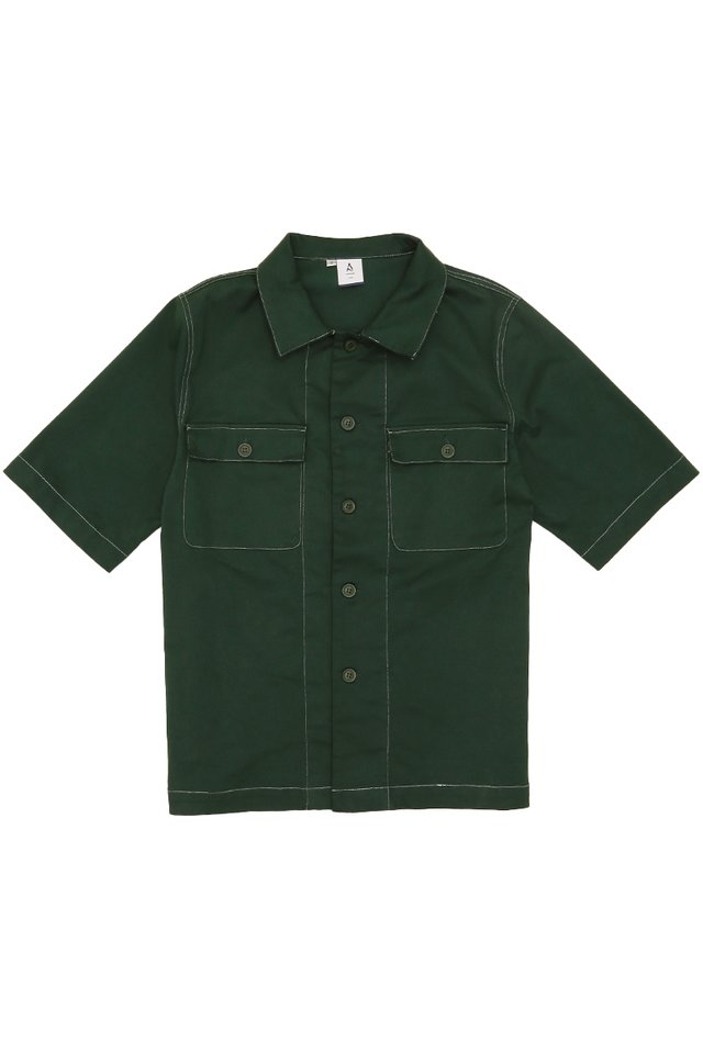 CASPER HALF SLEEVE SAFARI SHIRT IN FOREST
