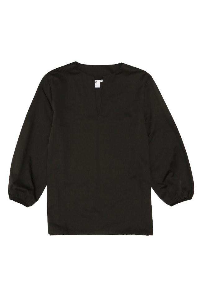 MINO LONG SLEEVE NOTCHED SHIRT IN BLACK