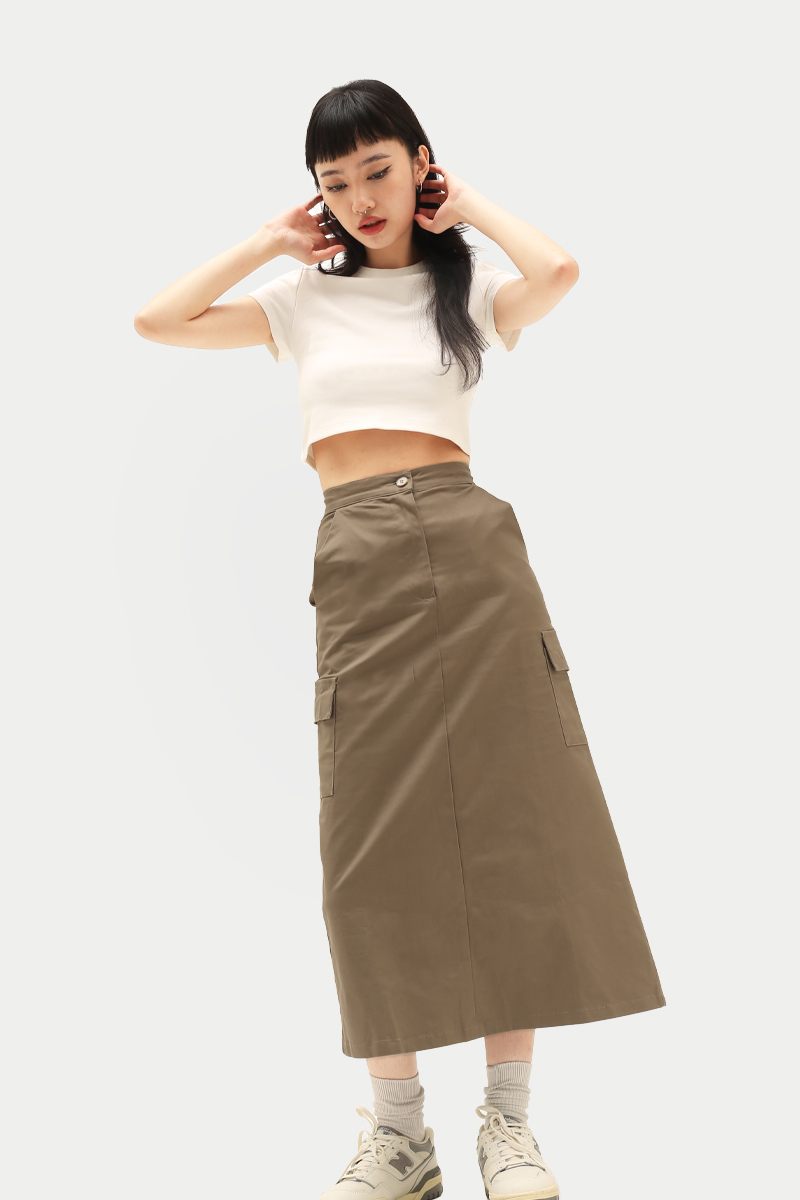 Cargo store skirt midi