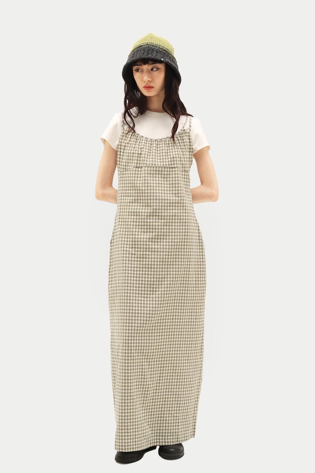 BAY GINGHAM MAXI DRESS IN THYME