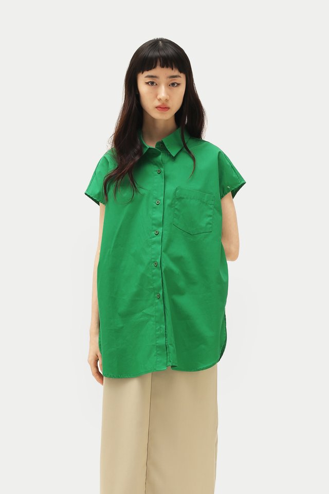 KYDD BUTTON BLOUSE IN KELLY