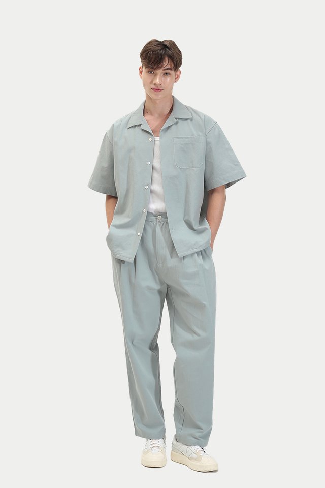 ARCADE X HIRO Y. WIDE-FIT TAPERED TROUSERS IN SKY
