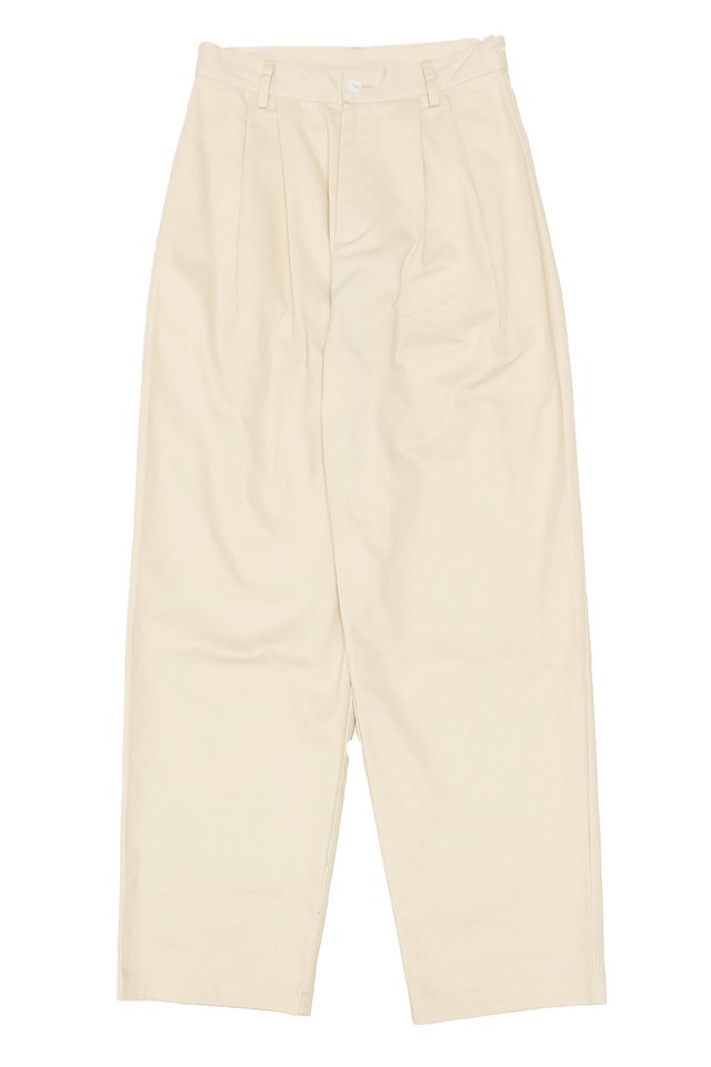 ARCADE X HIRO Y. WIDE-FIT TAPERED TROUSERS IN CREAM