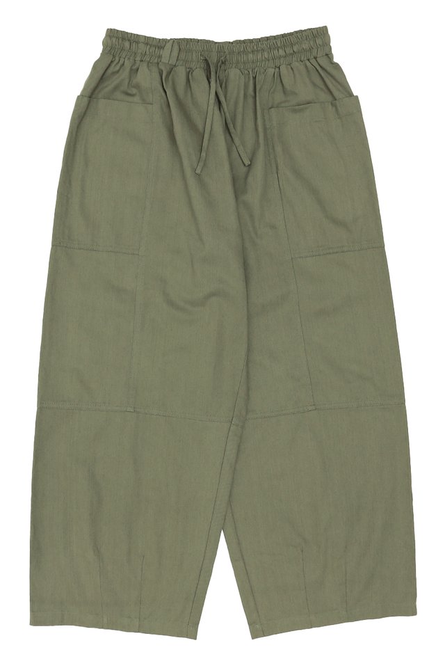 CARSON DRAWSTRING BALLOON TROUSERS IN MOSS