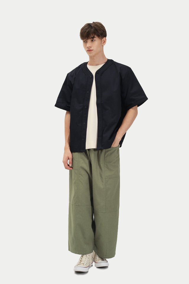 CARSON DRAWSTRING BALLOON TROUSERS IN MOSS