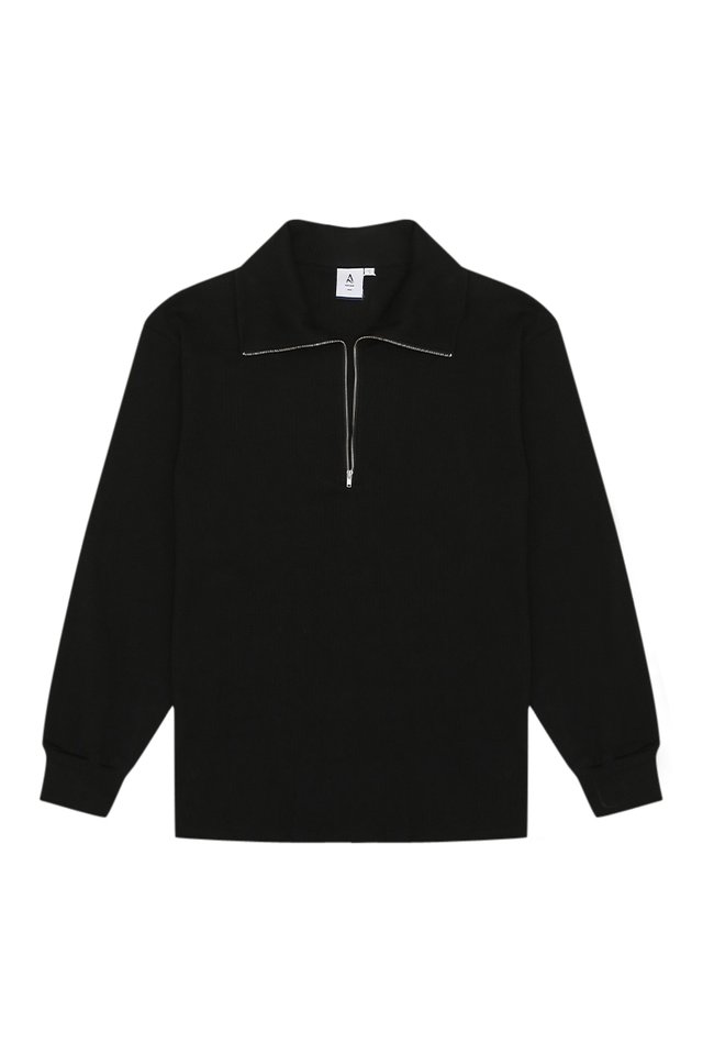 RIDLEY RIBBED POLO JUMPER IN BLACK