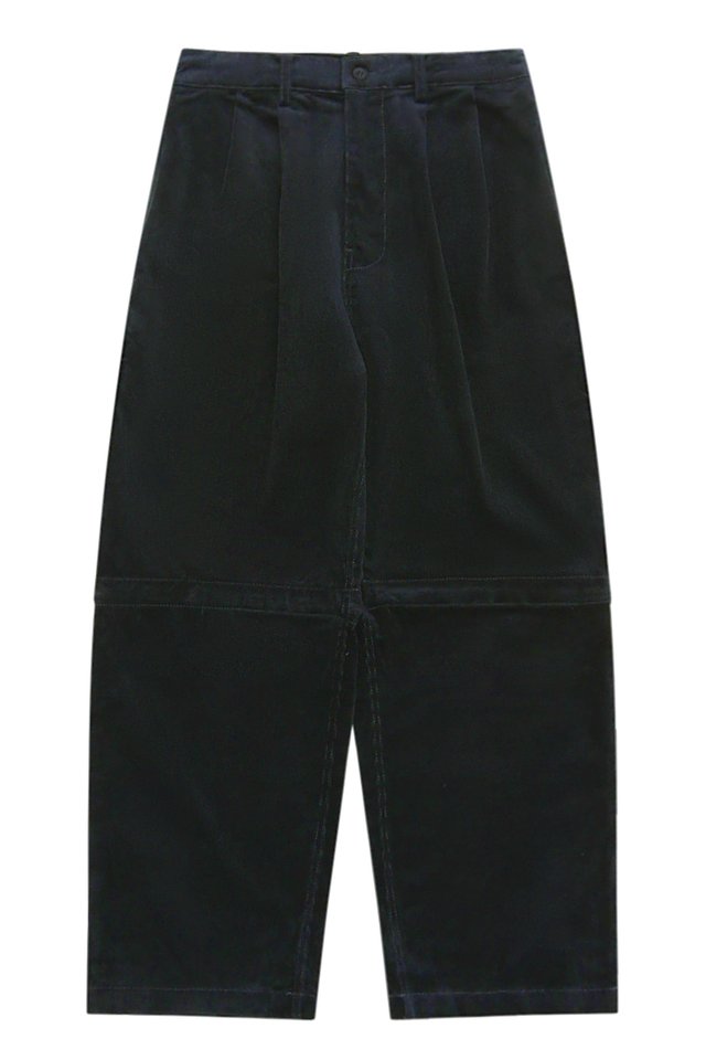 GAGE WIDE-FIT CONVERTIBLE CORDUROY TROUSERS IN NAVY