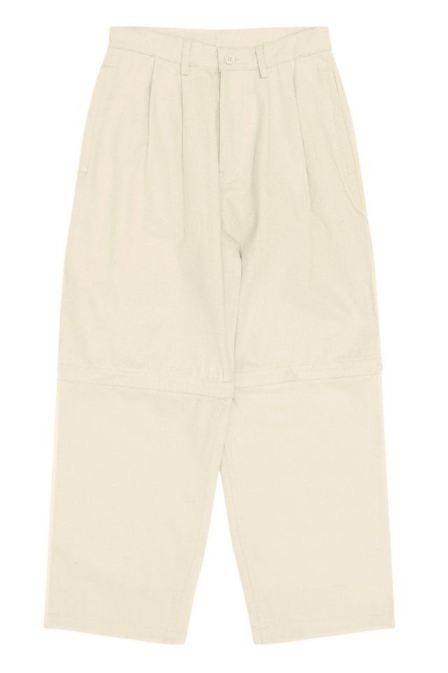 GAGE WIDE-FIT CONVERTIBLE TWILL TROUSERS IN ECRU