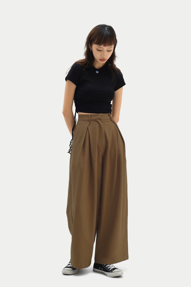 LYLE CROSS PLEATED PANTS IN TAUPE