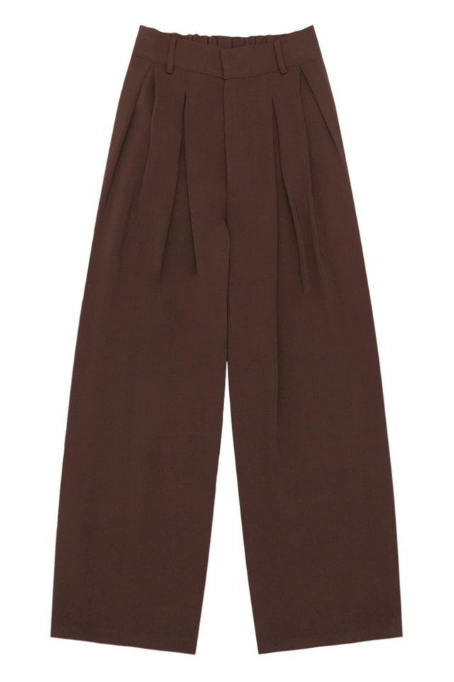 ENZO WIDE-LEG PALAZZO TROUSERS IN CHOCOLATE