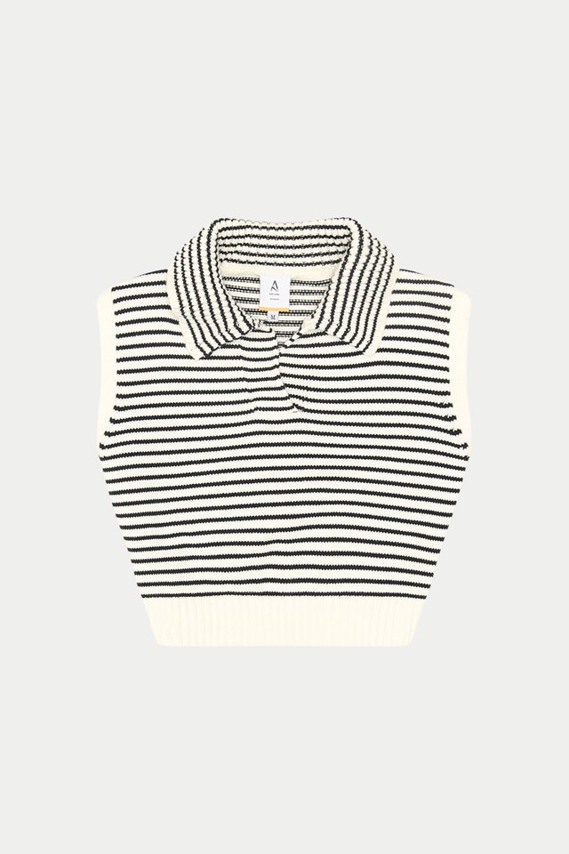KENDALL COLLAR KNIT TOP IN NAVY STRIPE