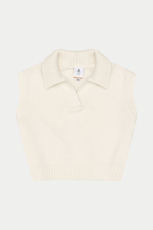 KENDALL COLLAR KNIT TOP IN WHITE