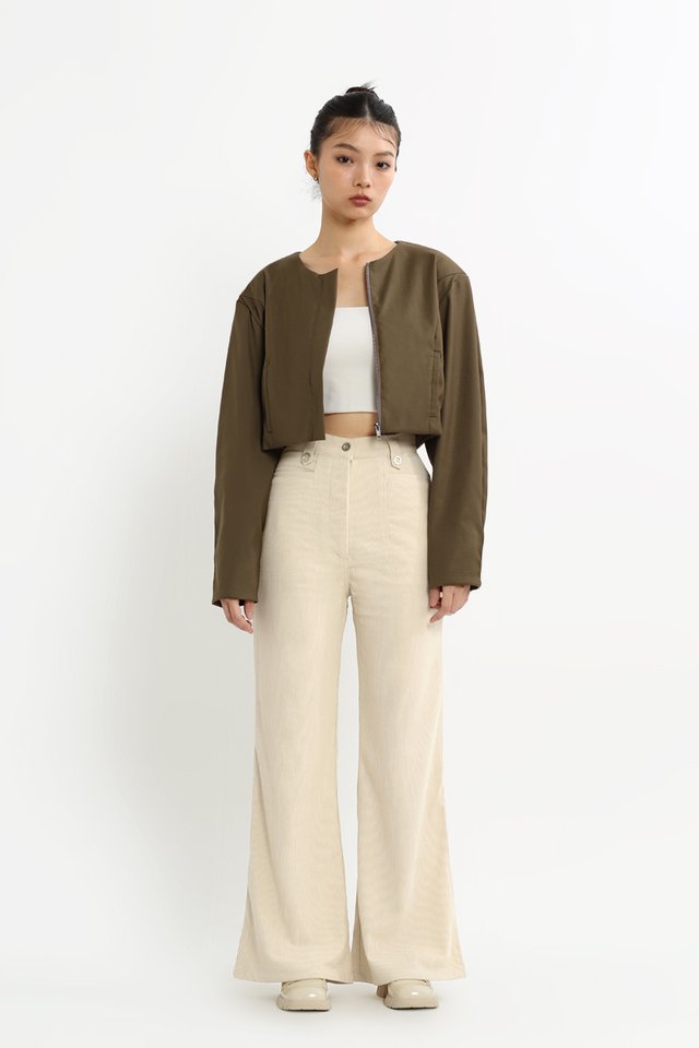ARCADE X RELLESHI CROP SUIT JACKET IN TAUPE