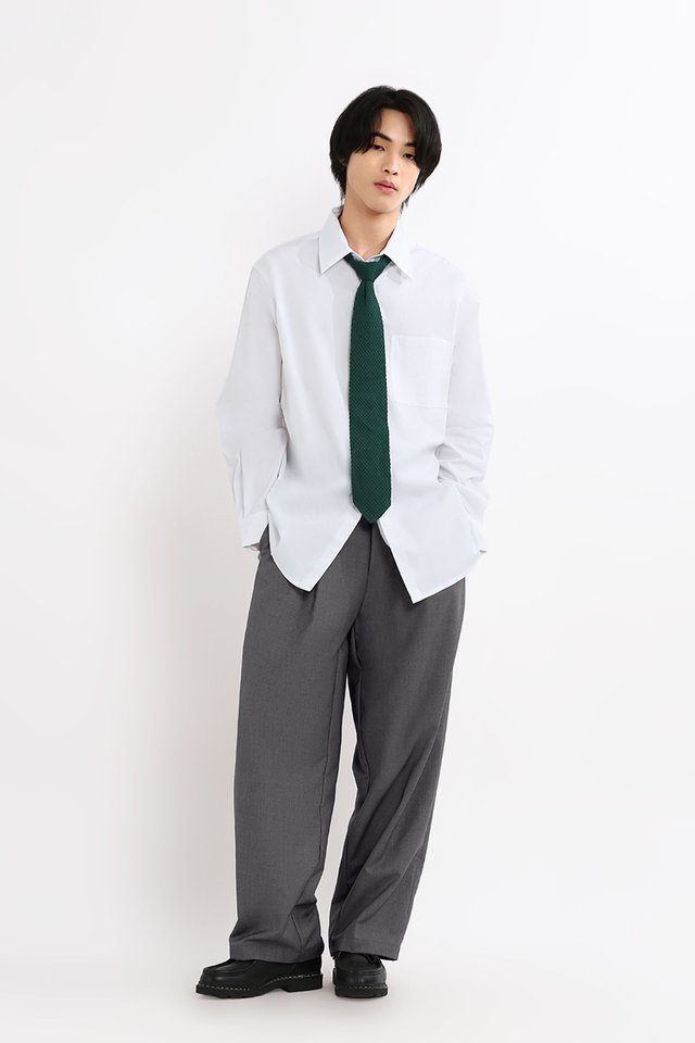 BOWIE WIDE-FIT ELASTIC WAIST TROUSERS IN GREY