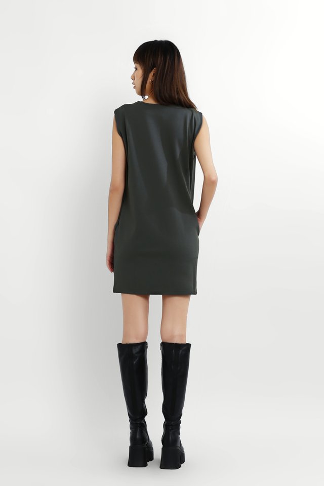 NELLIE EVERYDAY MINI DRESS IN CHARCOAL