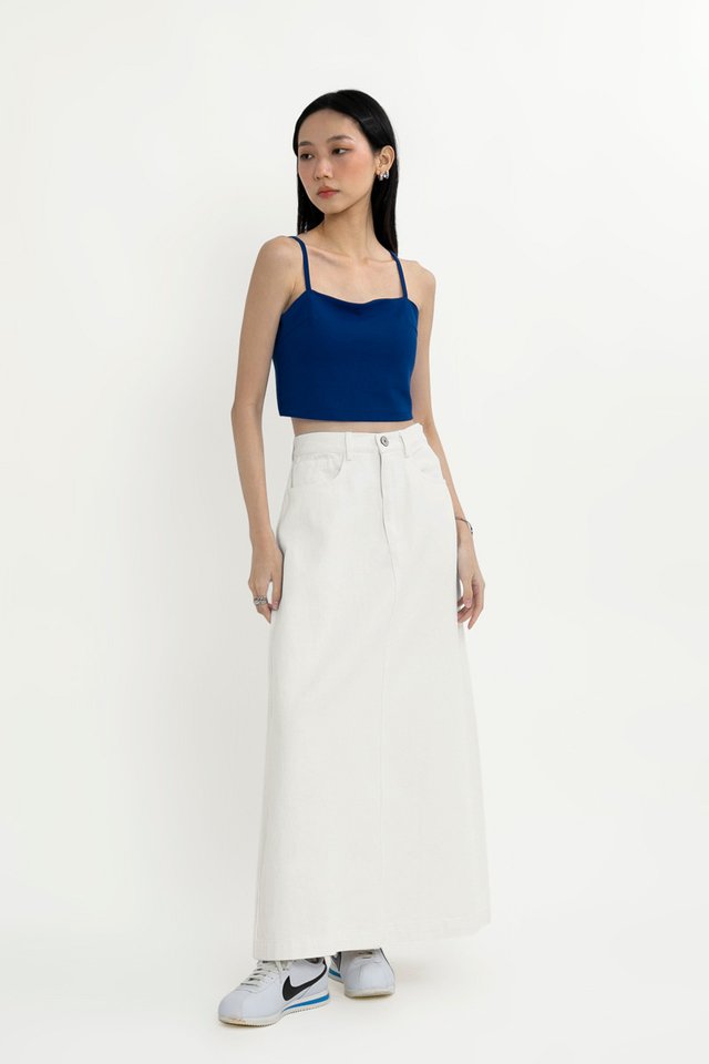 TANYA TWILL A-LINE SKIRT IN WHITE