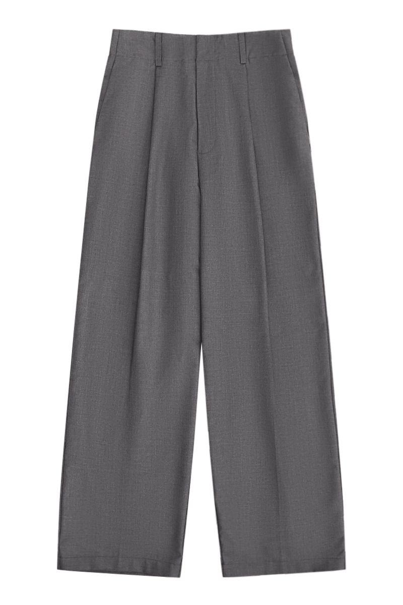 BOWIE WIDE-FIT ELASTIC WAIST TROUSERS IN GREY