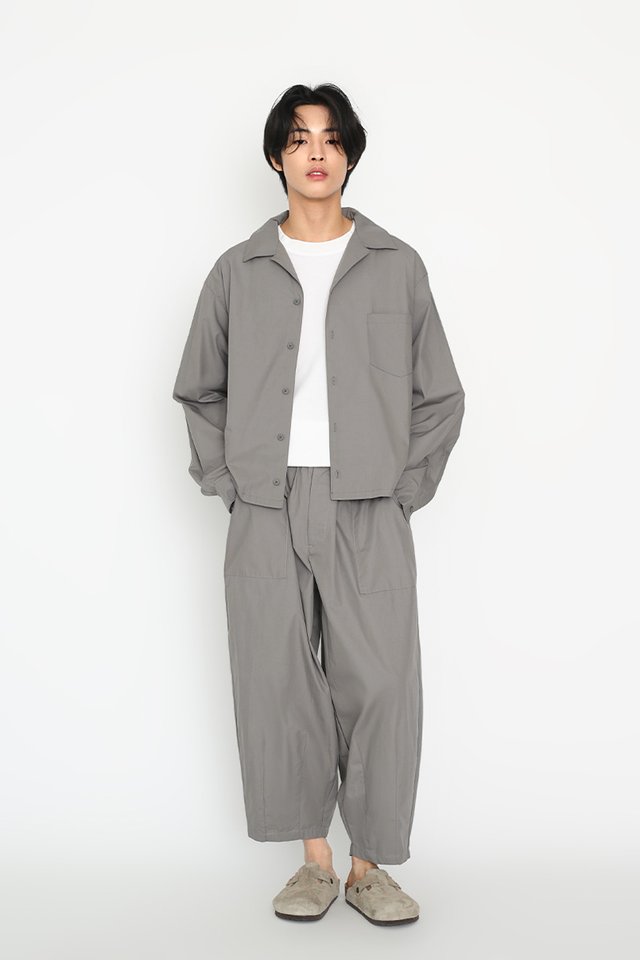 GOMA CROPPED BARREL TROUSERS IN GREY