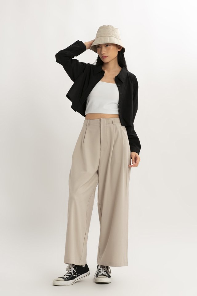 LANDON RELAXED TAILORED PANTS IN OAT
