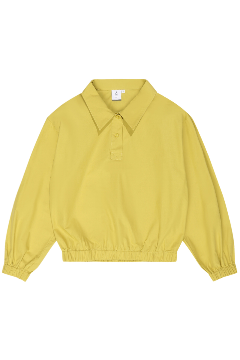 RYO CROPPED LONG SLEEVE POLO IN CHARTREUSE