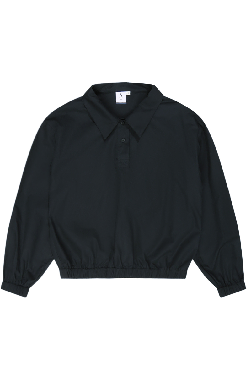 RYO CROPPED LONG SLEEVE POLO IN NAVY