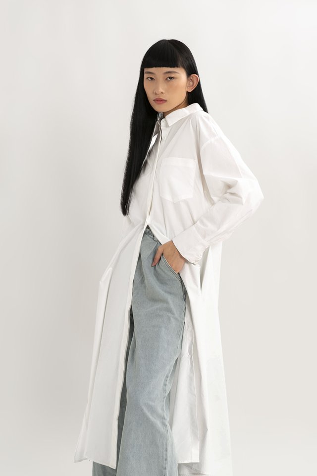 LEXA MAXI SHIRT DRESS IN WHITE