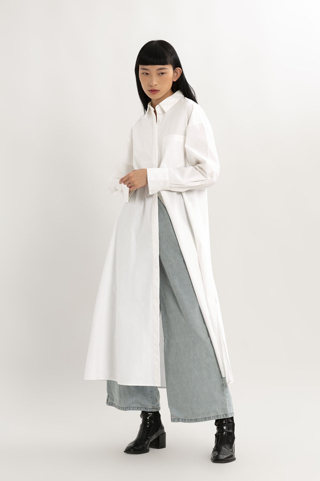 LEXA MAXI SHIRT DRESS IN WHITE