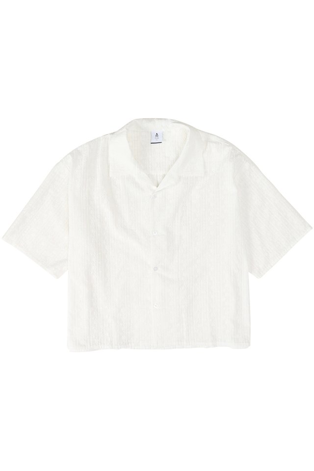 ARCHIE "CUPID" BRODERIE CAMP COLLAR SHIRT IN WHITE