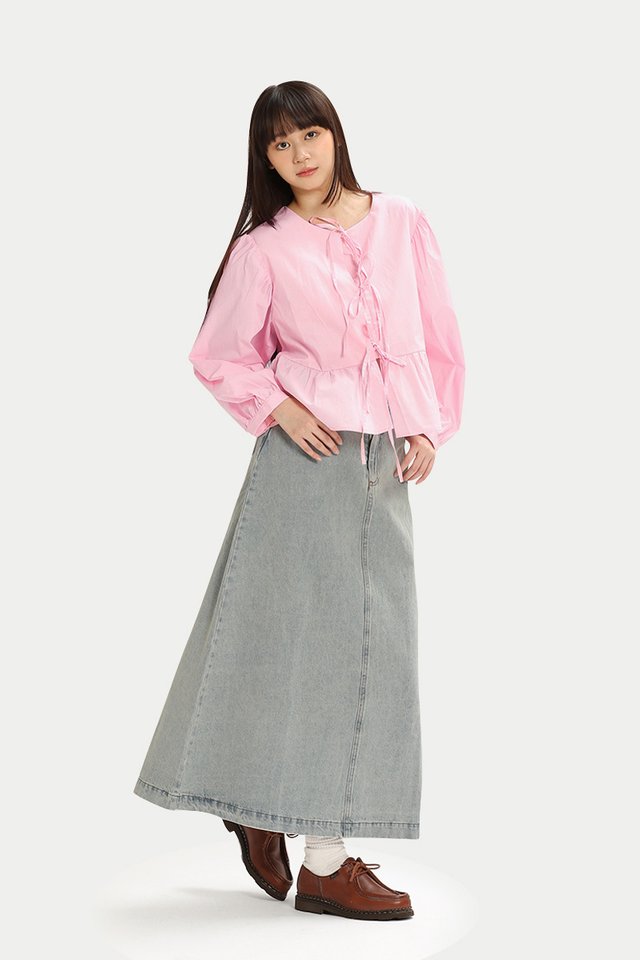 TANYA DENIM A-LINE SKIRT IN VINTAGE WASH