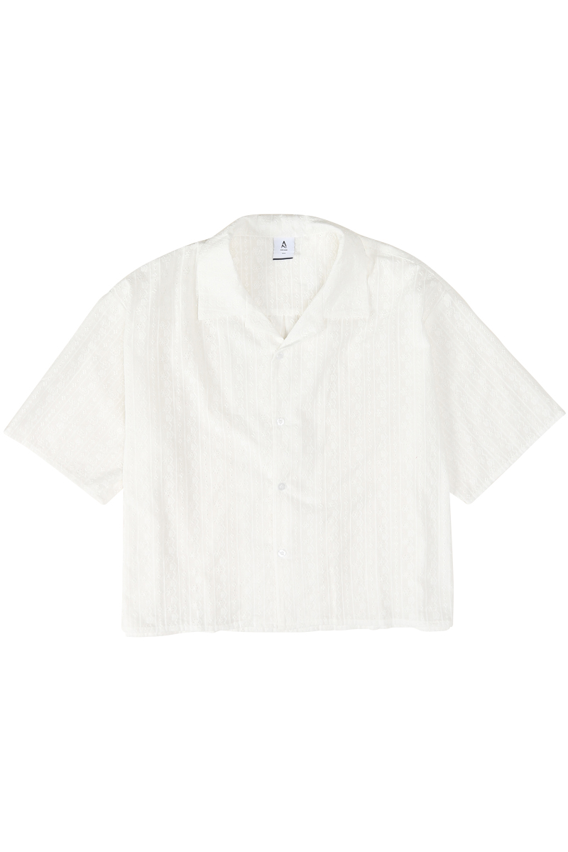 ARCHIE &quot;CUPID&quot; BRODERIE CAMP COLLAR SHIRT IN WHITE