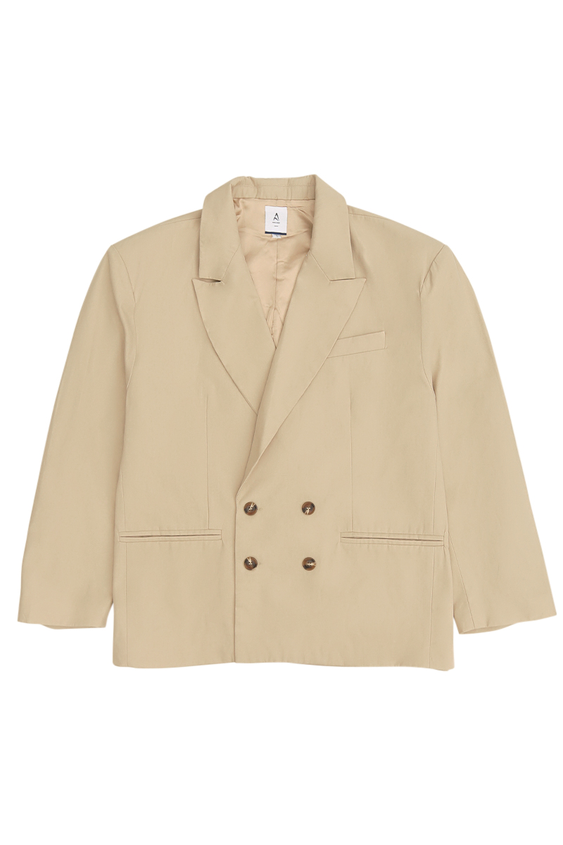 JOSS CROPPED DOUBLE-BREASTED BLAZER IN SAND