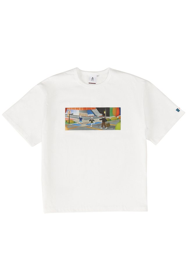 ARCADE X ALCHEMIST FEATURING FABLENAUT & FRIENDS BOXY-FIT TEE IN WHITE