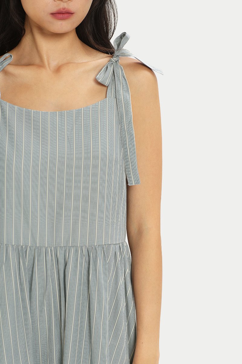 Ribbon stripe midi dress discount