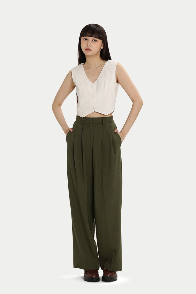 ADRIA DRAPE TROUSERS IN MOSS