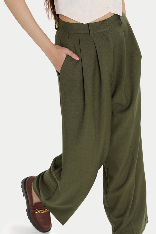 ADRIA DRAPE TROUSERS IN MOSS