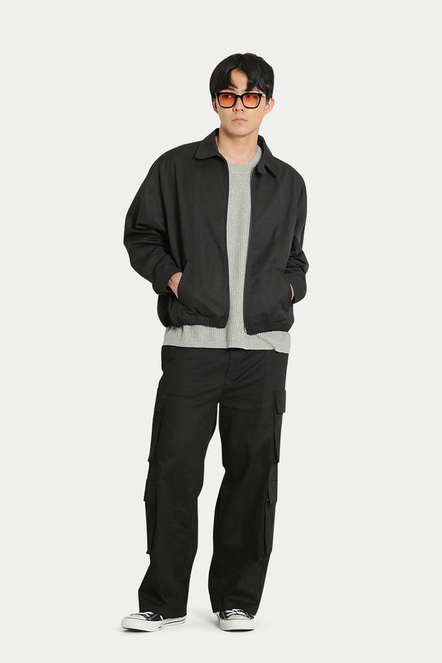 ASHER CROPPED BLOUSON IN BLACK