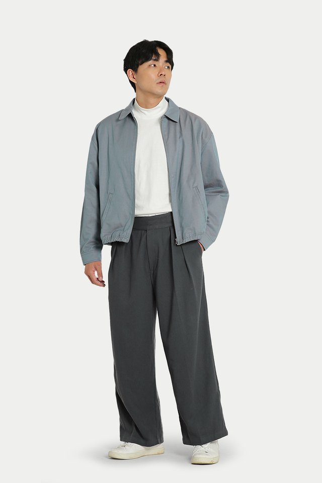 ASHER CROPPED BLOUSON IN SLATE BLUE