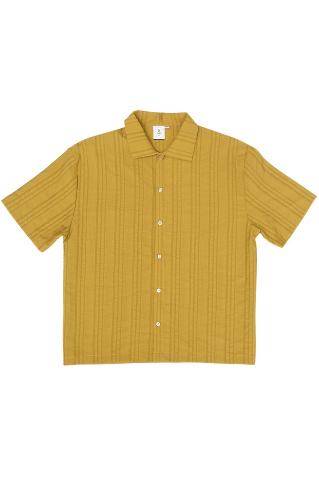 DEWEY TEXTURED STRIPE SHIRT IN MUSTARD