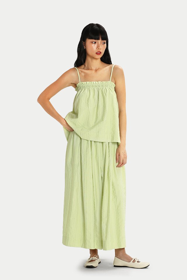 NADINE TEXTURED STRIPE FLARE SKIRT IN APPLE