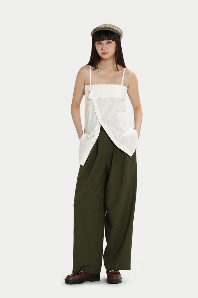 REIZE FOLDOVER BUTTON TOP IN WHITE