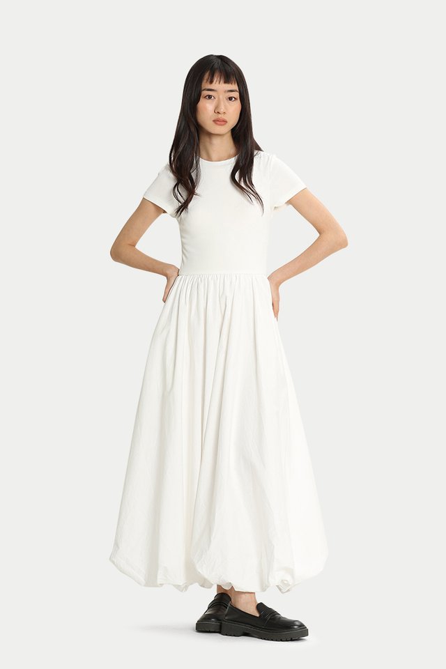 CHERINE CLOUD TEE DRESS IN WHITE