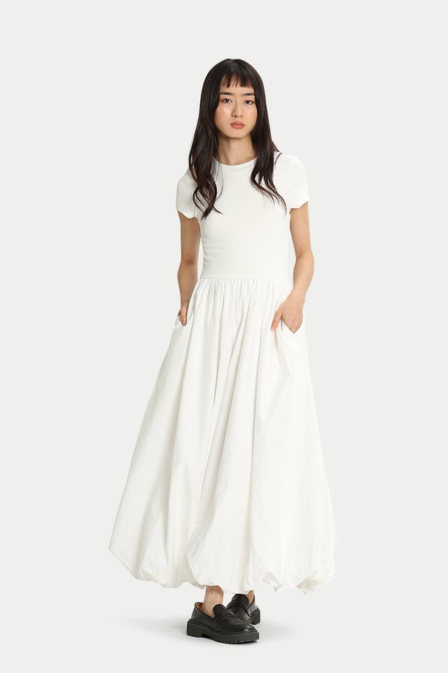 CHERINE CLOUD TEE DRESS IN WHITE