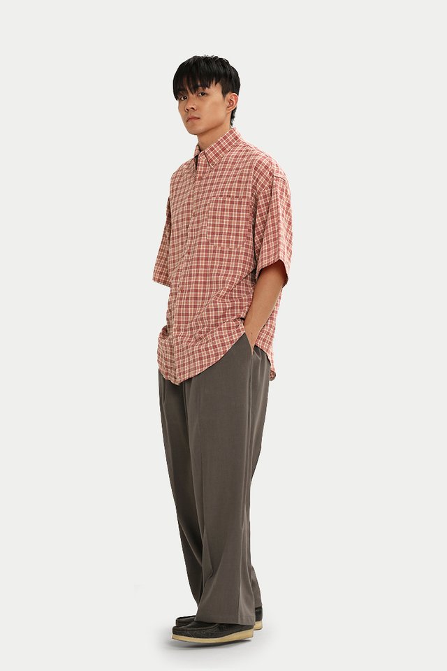 DAVIS OVERSIZED CHECKED SHIRT IN RED