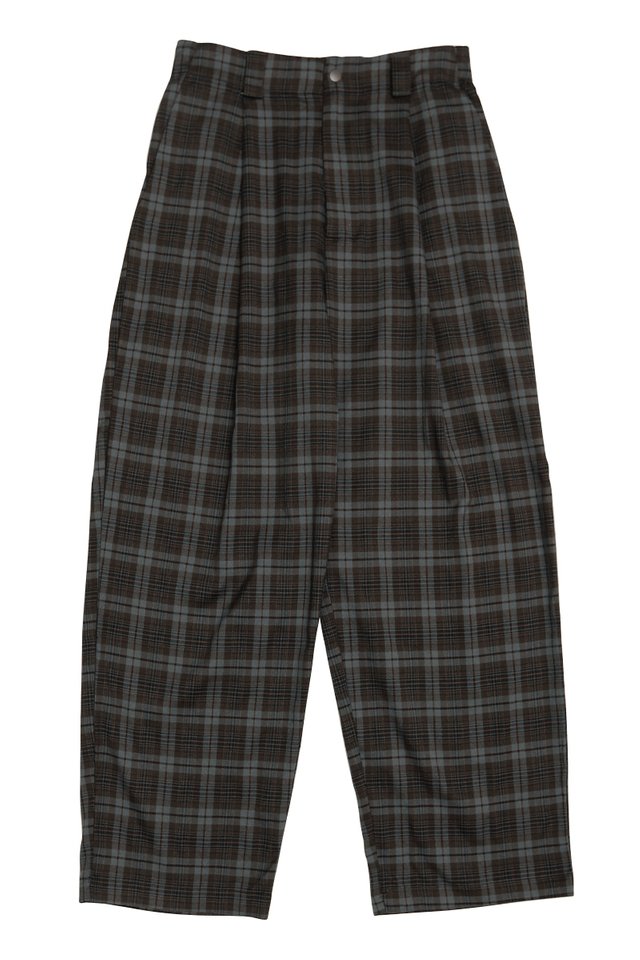 KIRO ELASTIC WAIST CHECKED TROUSERS IN WALNUT