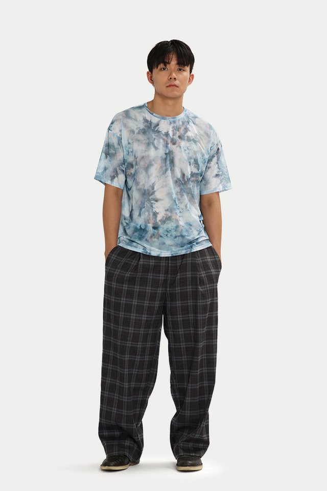 KIRO ELASTIC WAIST CHECKED TROUSERS IN WALNUT