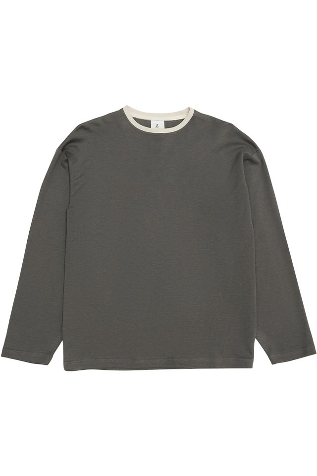 LEVI LONG SLEEVE RINGER TEE IN CHARCOAL